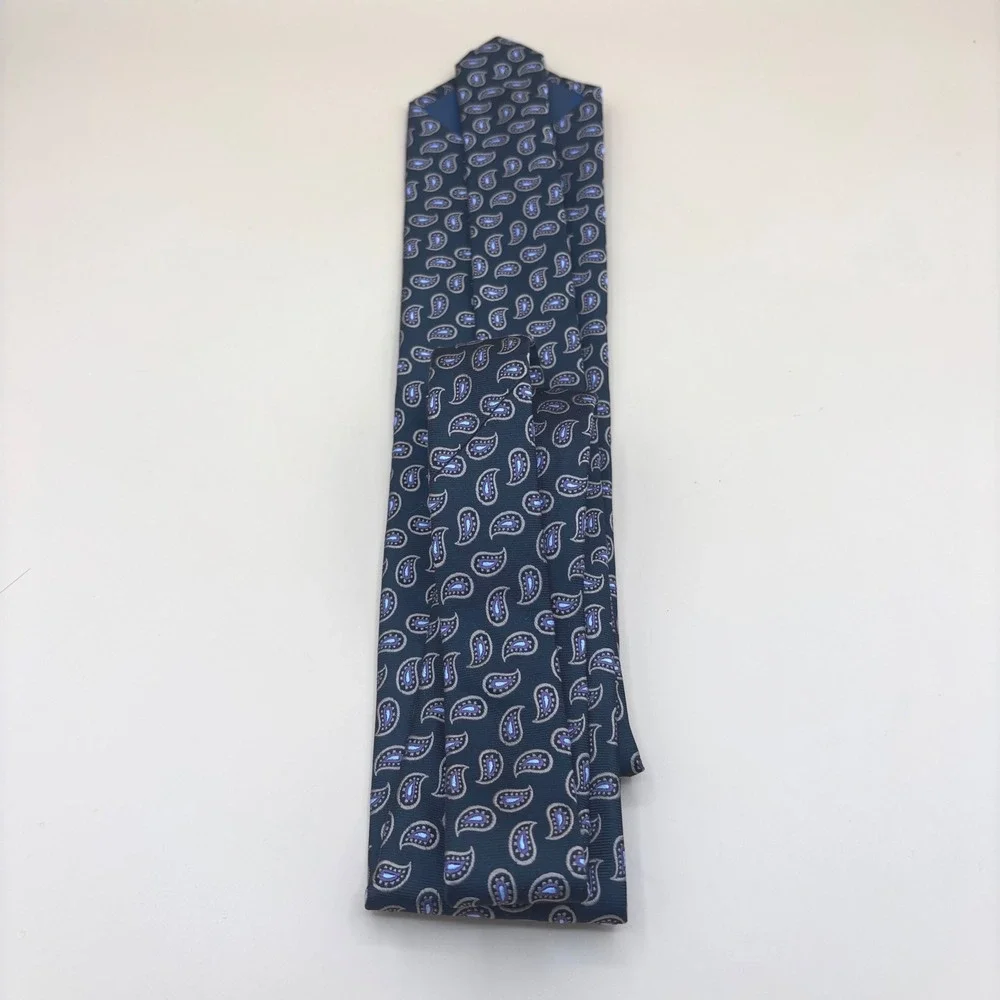 Jos A Bank Executive Collection Mens Silk Tie Navy Blue Purple Paisley Hand Made